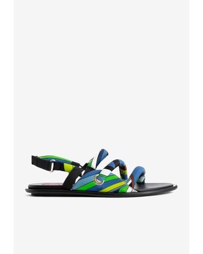Emilio Pucci Lee Iride-Print Padded Sandals - Green