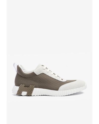 Hermès Bouncing Low-top Beige And White Sneakers - Natural