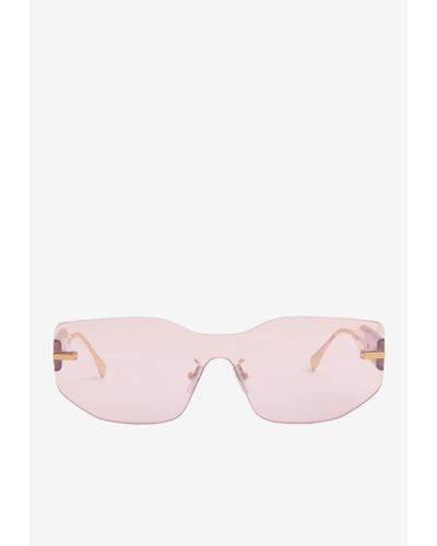 Fendi Graphy Rectangular Shield Sunglasses - Pink