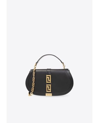 Versace Greca Goddess Leather Crossbody Bag - Black