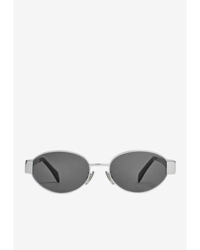 Celine Triomphe Oval Sunglasses - Gray