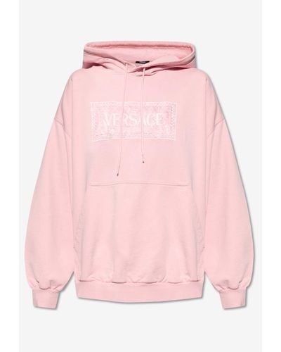 Versace 90'S Vintage Logo Hooded Sweatshirt - Pink
