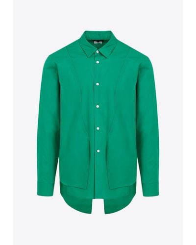 Comme des Garçons Long-Sleeved Asymmetric-Hem Shirt - Green