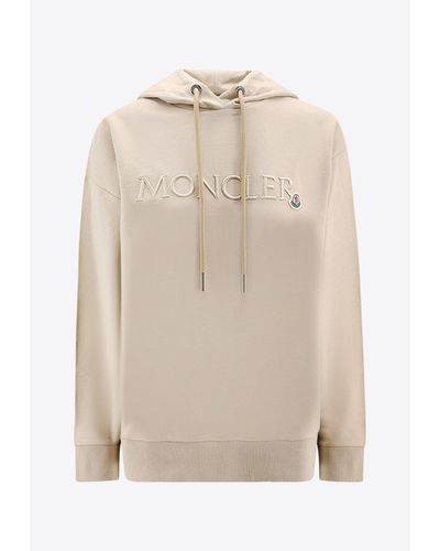 Moncler Logo Embroidered Hoodie - Natural