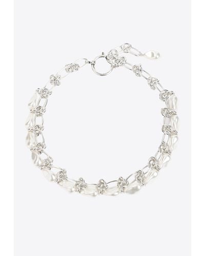 Isabel Marant Pearl Embellished Chain Necklace - White