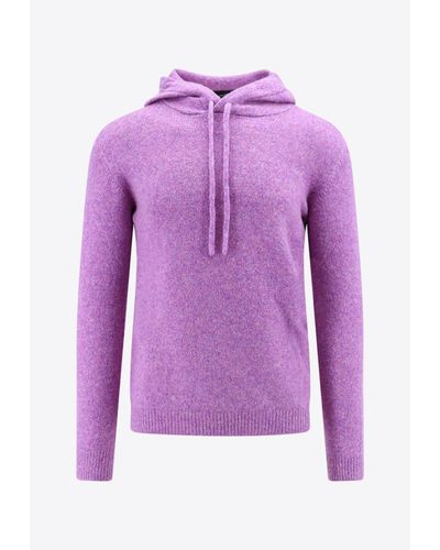 Roberto Collina Wool-Blend Hooded Sweater - Purple