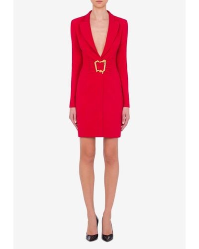 Moschino Tailored Crepe Mini Dress With Morphed Buckle