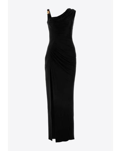 Versace Medusa Draped Maxi Dress - Black