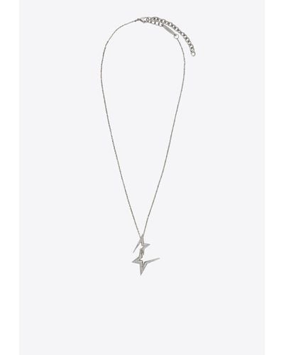Ferragamo Embellished Double Star Chain Necklace - White