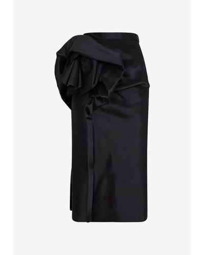 Maison Margiela Floral-Detailing Midi Skirt - Black