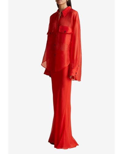 Khaite Mauva Floor-Length Skirt - Red
