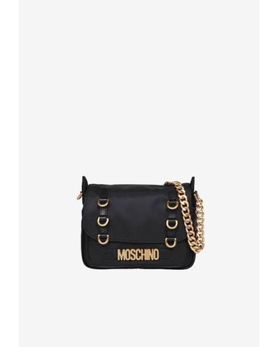 Moschino Logo Lettering Shoulder Bag - Black