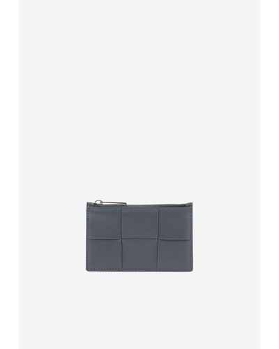 Bottega Veneta Intrecciato Leather Zip Cardholder - White
