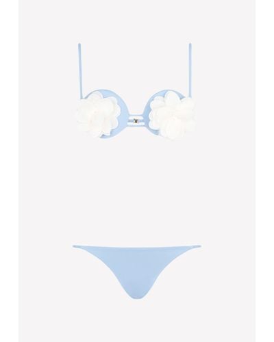 LaRevêche Amal Flower Applique Bikini Set - Blue