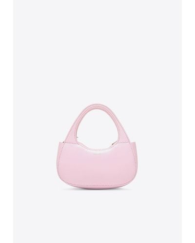 Coperni Micro Baguette Leather Swipe Bag - Pink