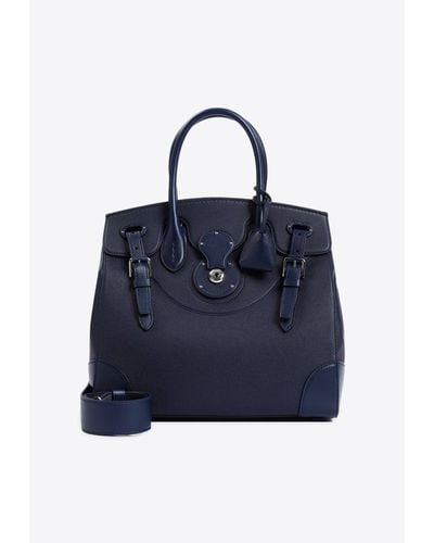 Ralph Lauren Soft Ricky Grained Leather Top Handle Bag - Blue