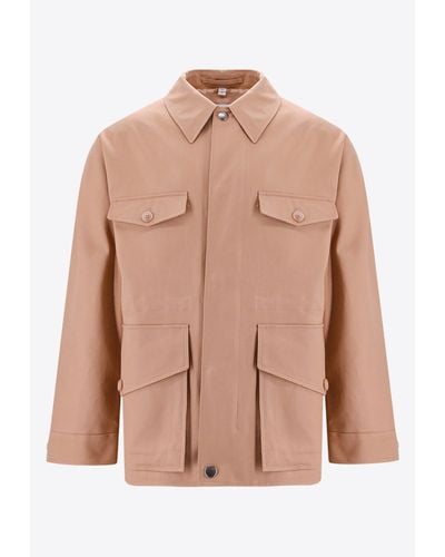 Burberry Logo Embroidered Field Jacket - Pink