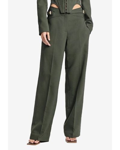 Dion Lee Interlock Tailored Wool Pants - Green
