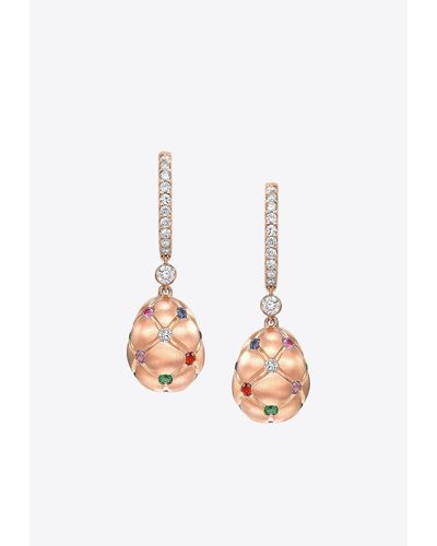 Faberge Treillage Gemstone Drop Earrings - White