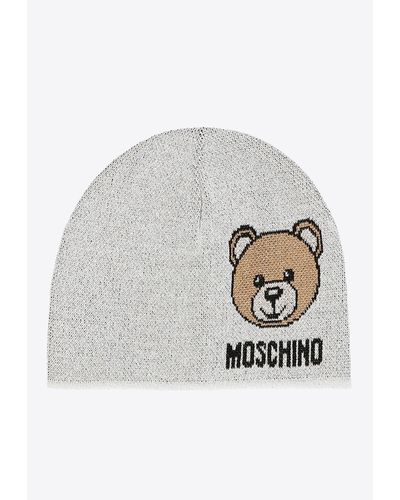 Moschino Teddy Bear Detail Beanie - Grey