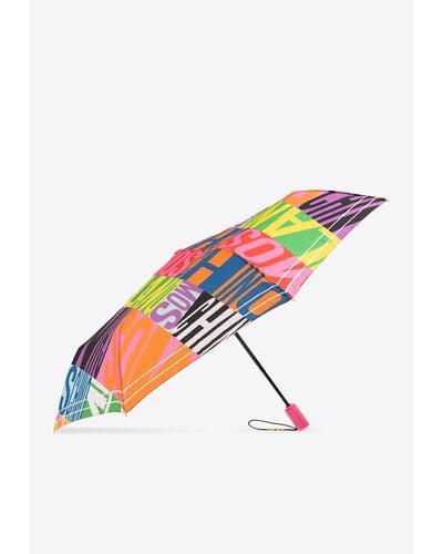 Moschino Logo Print Folded Umbrella - Multicolour