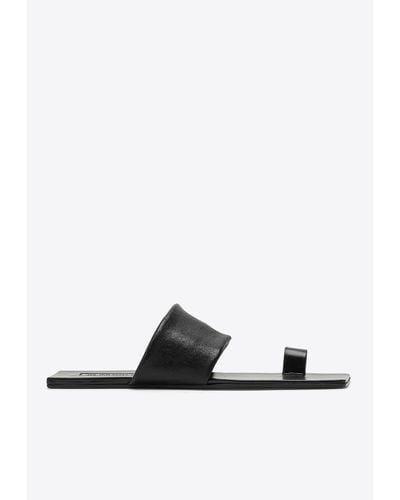 Jil Sander One-Toe Leather Flat Sandals - White