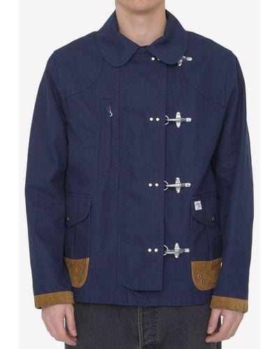 FAY ARCHIVE Four-Hooks Cotton Jacket - Blue