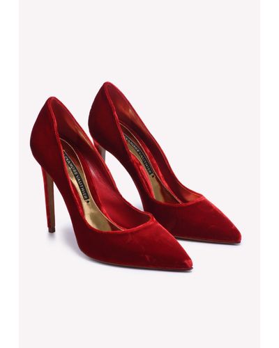 Alexandre Vauthier Velutto Velvet Leather Pointed Pumps - Red