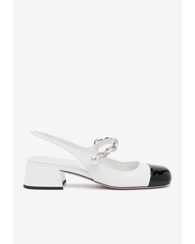 Miu Miu 35 Patent Leather Slingback Court Shoes - White