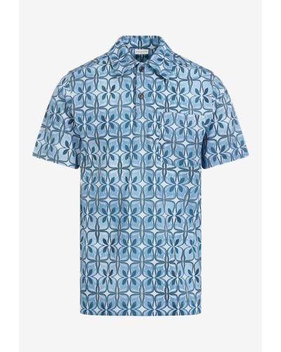 Dries Van Noten Patterned Polo T-Shirt - Blue