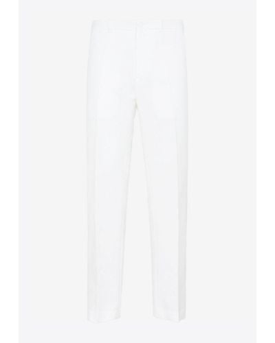 Dior Ankle Slit Detail Cotton Pants - White
