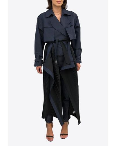 Dawei Pleated Trench Coat - Blue