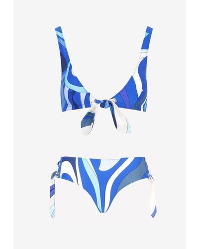 Emilio Pucci Marmo-Print Bikini - Blue