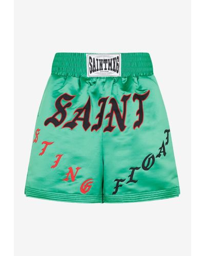 SAINT Mxxxxxx Logo-patch Boxing Shorts - Green