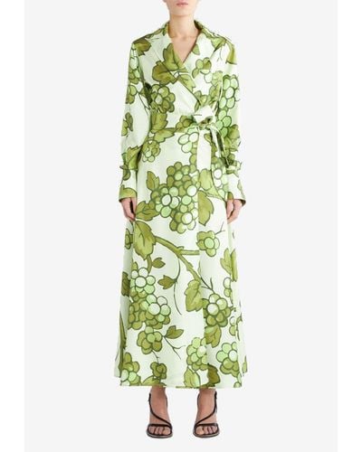 Etro Berry Print Wrap Maxi Dress - Green