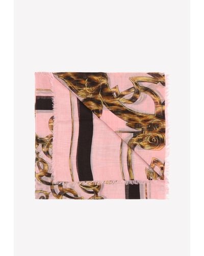 Versace Baroque Print Silk Blend Shawl - Pink