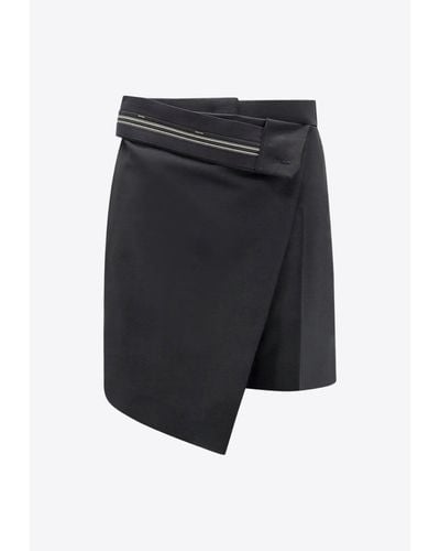 Fendi High-Waist Wool Shorts - Gray