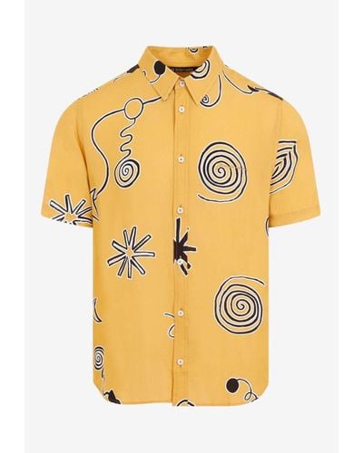 Jacquemus Graphic-Pattern Logo-Embroidered Shirt - Yellow