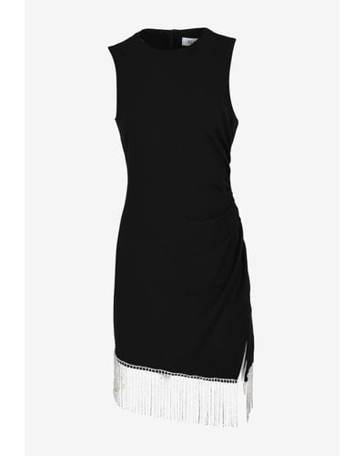 Elliatt Lace Crystal Fringe Mini Dress - Black