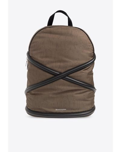 Alexander McQueen Graphic Print Harness Backpack - Brown