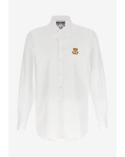 Moschino Teddy Logo Long-Sleeved Shirt - White