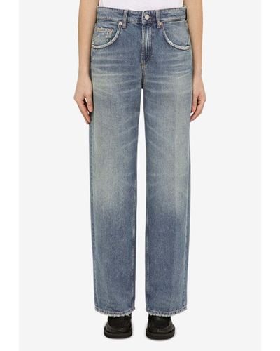 Department 5 Straight-Leg Washed Jeans - Blue