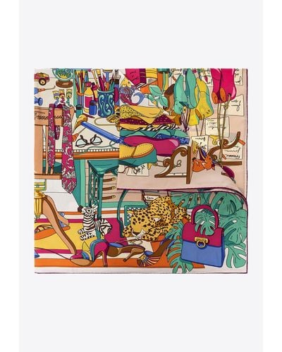 Ferragamo Studio Print Silk Scarf - Multicolor