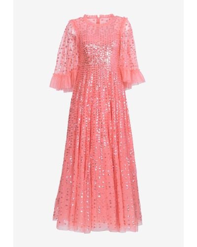 Needle & Thread Raindrop Sequins-Embellished Gown - Pink