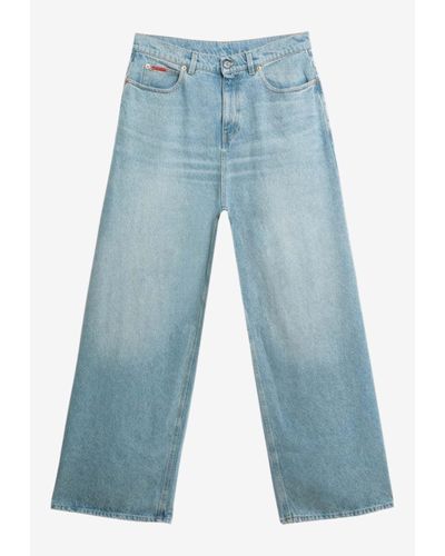 Martine Rose Wide-Leg Washed-Out Jeans - Blue