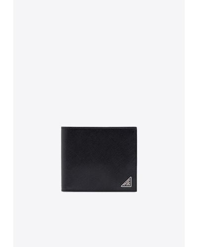 Prada Triangle Logo Bi-Fold Wallet - White
