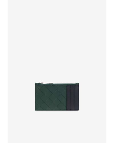 Bottega Veneta Intrecciato Leather Zip Cardholder - Green