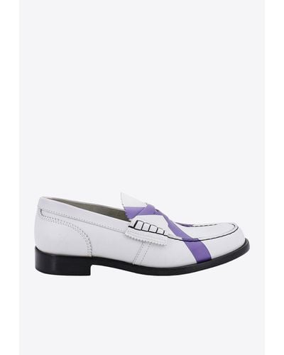 COLLEGE Printed Leather Loafers - White