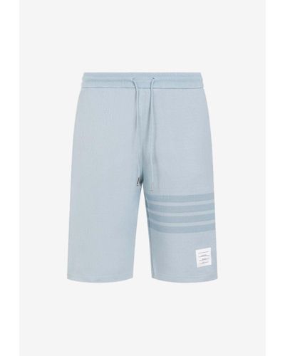 Thom Browne Logo Drawstring Sweat Shorts - Blue