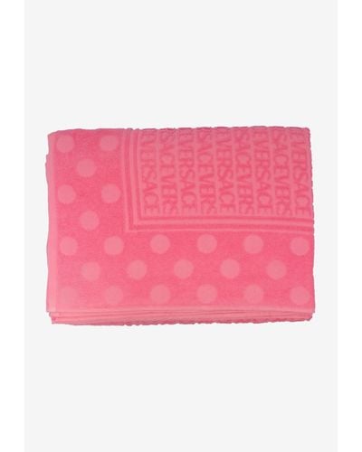 Versace All-Over Polka Dot Bath Towel - Pink